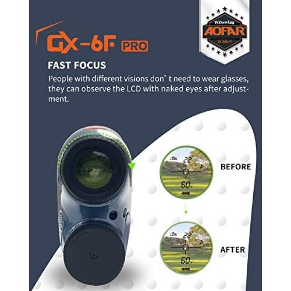 AOFAR GX-6F PRO Golf Rangefinder with Slope on/Off, Flag Lock - Image 5