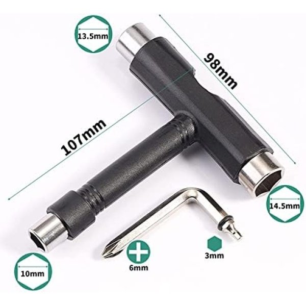Skate Tools, Deecam All-in-One Multifunction Skateboard Tool, T-Type Skateboard Wrench - Image 5