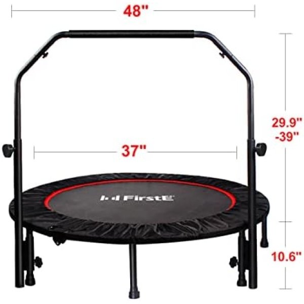 FirstE 48" Foldable Fitness Trampolines, Rebound Recreational Exercise - Image 4