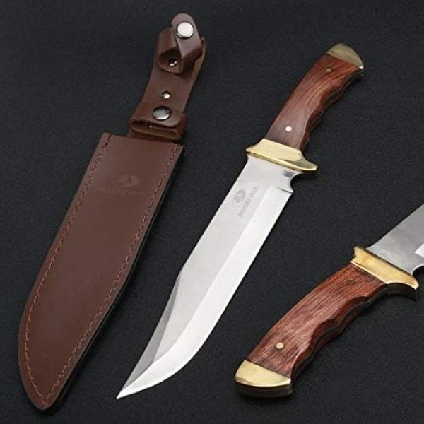 MOSSY OAK 14-inch Bowie Knife, Full-tang Fixed Blade Wood Handle - Image 3