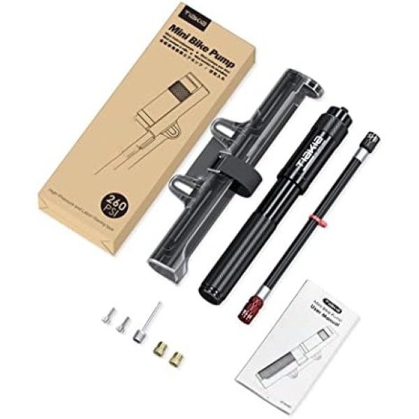 Tiakia Mini Bike Pump Portable Bicycle Pump Compact High Pressure Frame Pump - Image 9