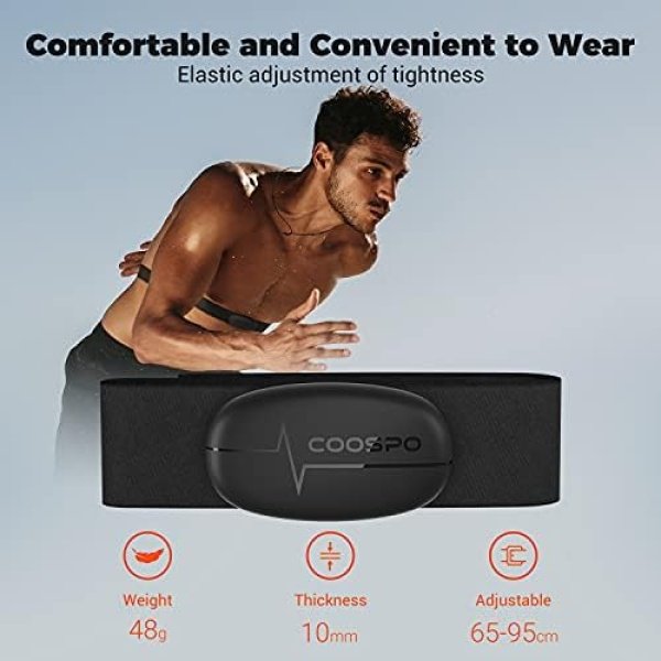 COOSPO Heart Rate Monitor Chest Strap, H6 HRM Bluetooth4.0 ANT+ HR Sensor - Image 3