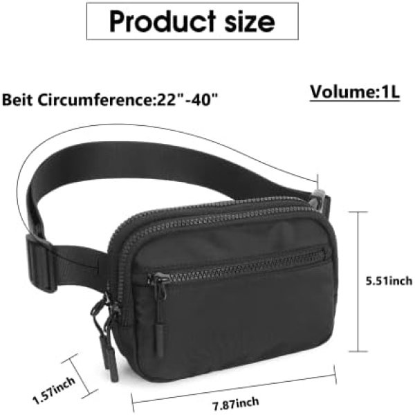 WESTBRONCO Fanny Packs for Women Men, Belt Bag with 4 Zipper Pockets - Image 3