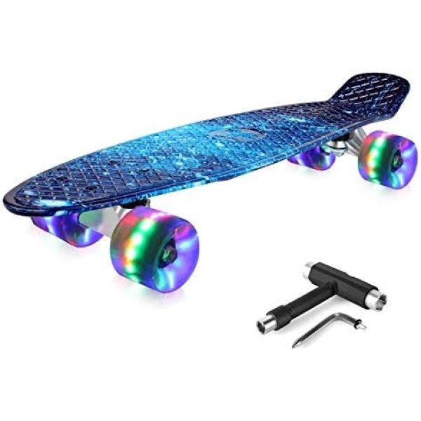 BELEEV Skateboard Complete Cruiser Mini Skateboard for Kids Teens Adults & Beginners