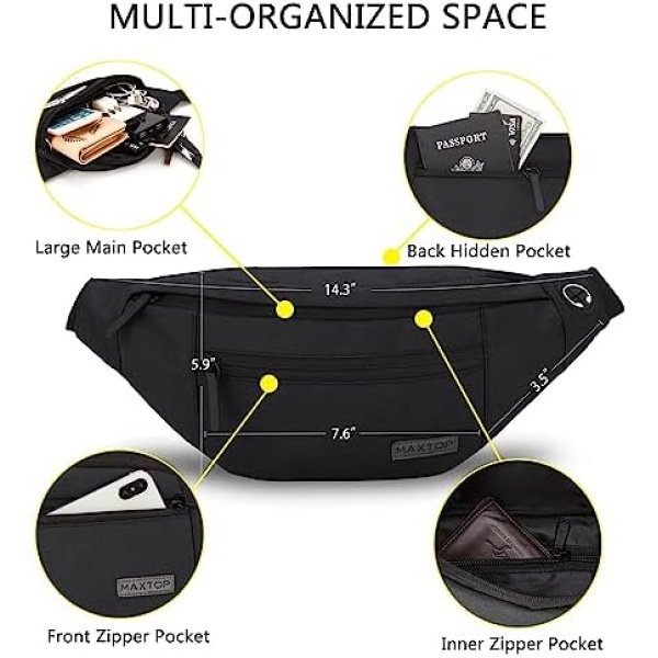 MAXTOP Large Crossbody Fanny Pack Belt Bag for Women Men - Image 3