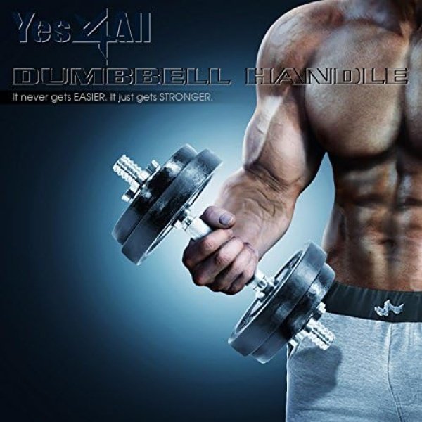 Yes4All Adjustable Dumbbell Handle for 1" Cast Iron Weight Plates with Collars - Image 3