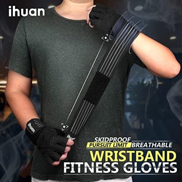 ihuan Ventilated Weight Lifting Gym Workout Gloves with Wrist Wrap Support - Image 5