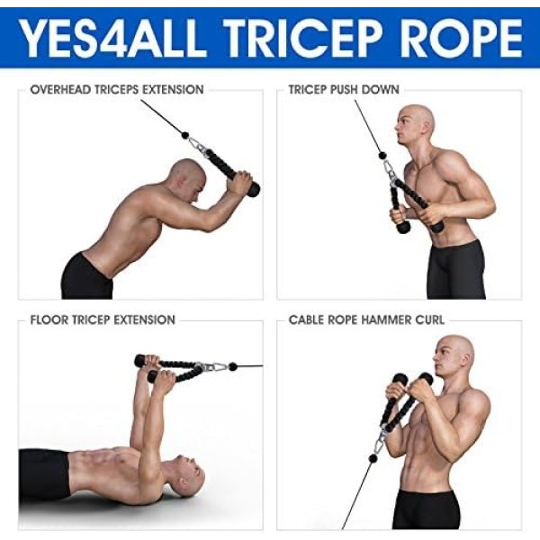 Yes4All Deluxe Tricep Rope Cable Attachment, 27 & 36 inch with 4 Colors - Image 6