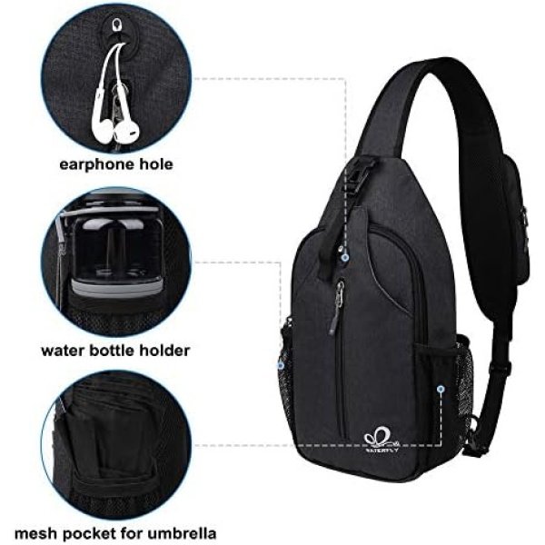 WATERFLY Sling Bag Sling Backpack Crossbody Bag Hiking Daypack - Image 3