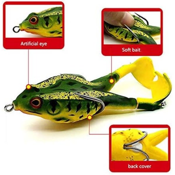 ACHUN Frog Fishing Bait Double Propeller Soft Lure Kit, Especially for Bass Freshwater - Image 4