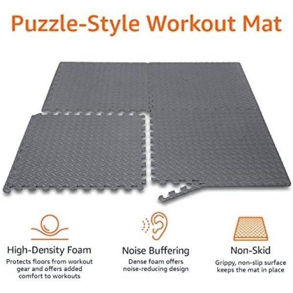 Foam Interlocking Exercise Gym Floor Mat Tiles - 6-Pack - Image 3