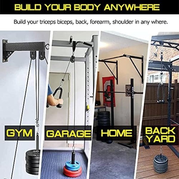 Pulley System for Exercise, 3 in 1 Pulley Cable System with LAT Pulldown Bar - Image 6