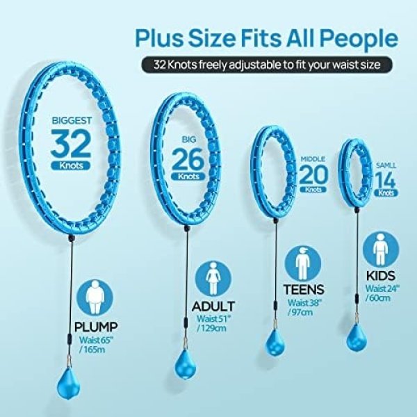 APzek Weighted Exercise Hoop Plus Size, 32 Detachable Knots for Adults - Image 2