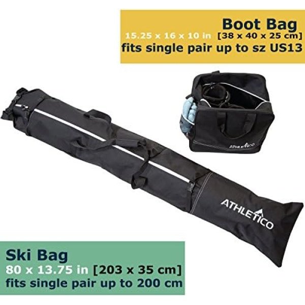 Athletico Two-Piece Ski and Boot Bag Combo | Store & Transport Skis Up to 200 cm - Image 2