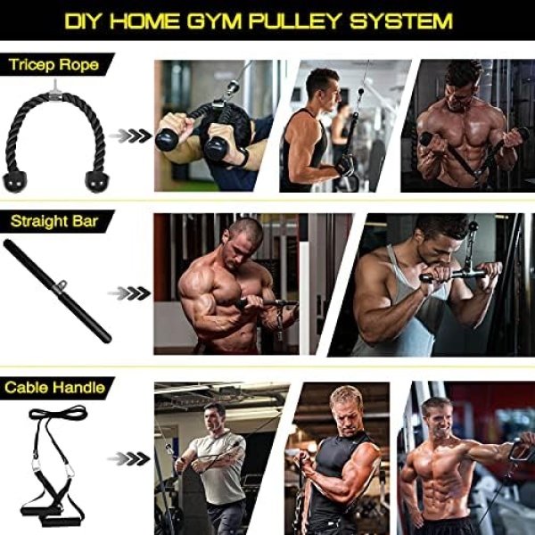 Pulley System for Exercise, 3 in 1 Pulley Cable System with LAT Pulldown Bar - Image 4