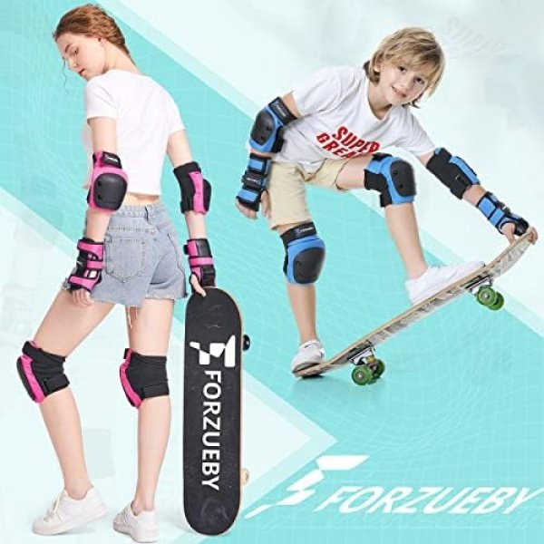 Forzueby Adult/Kids Knee Pads Elbow Pads Wrist Guards 6 in 1 Protective Gear Set for - Image 7