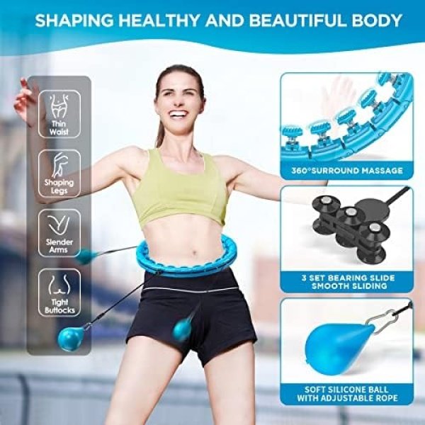 APzek Weighted Exercise Hoop Plus Size, 32 Detachable Knots for Adults - Image 3