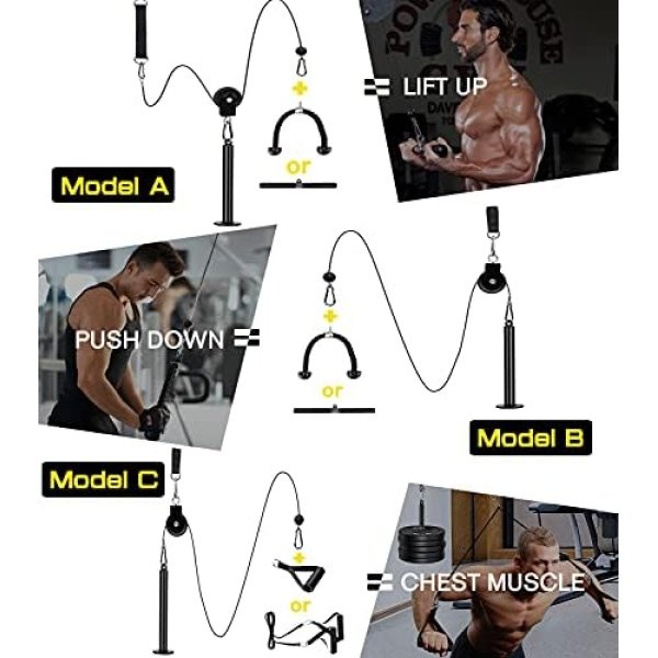 Pulley System for Exercise, 3 in 1 Pulley Cable System with LAT Pulldown Bar - Image 3