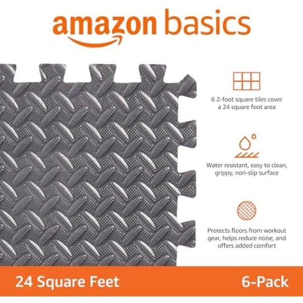 Foam Interlocking Exercise Gym Floor Mat Tiles - 6-Pack - Image 2