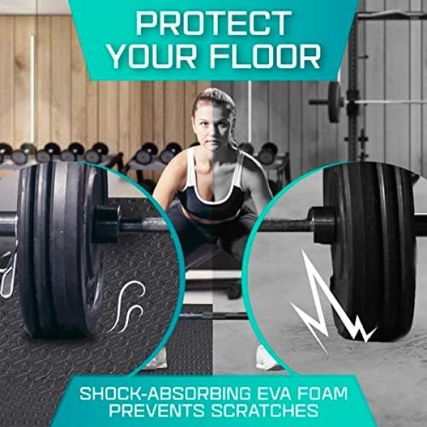 Yes4All EVA Interlocking Exercise Foam Floor Mats 12 sq ft with Border - Image 5