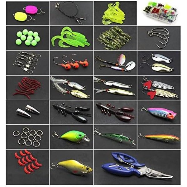 Docooler 73/101 /132/232 Pcs Fishing Lures Mixed Hard Baits Soft Baits Popper Crankbait - Image 2