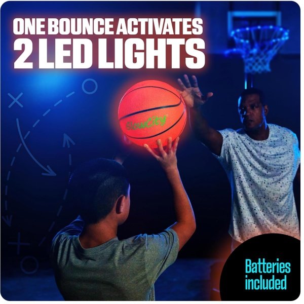 GlowCity Glow in The Dark Basketball for Teen Boy - Glowing Red Basket Ball - Image 2