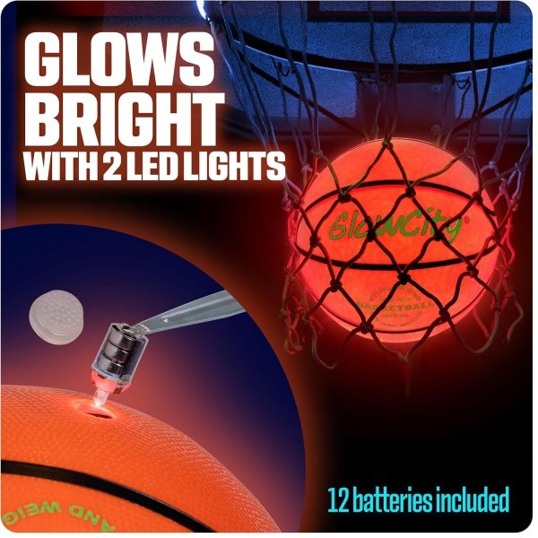 GlowCity Glow in The Dark Basketball for Teen Boy - Glowing Red Basket Ball - Image 6