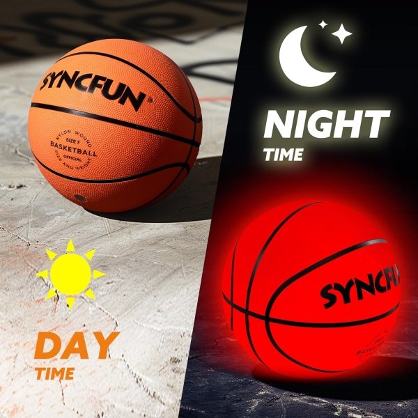 SYNCFUN Glow in The Dark Basketball for Boys, Light Up Basketball for Night - Image 2