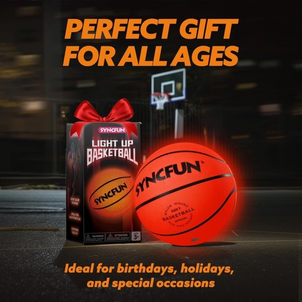 SYNCFUN Glow in The Dark Basketball for Boys, Light Up Basketball for Night - Image 7