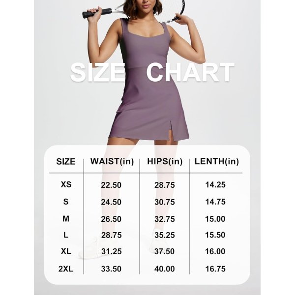 Square Neck Tennis Dresses for Women Golf Dress with Built-in Shorts Bra - Image 7