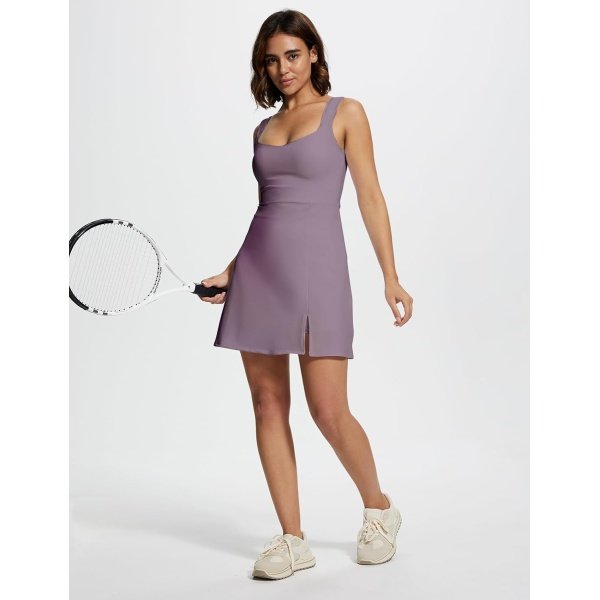 Square Neck Tennis Dresses for Women Golf Dress with Built-in Shorts Bra - Image 6
