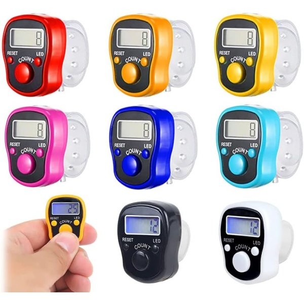 Hitopin 8PCS Electronic Finger Counter, LED Electronic Handheld Tally Counter