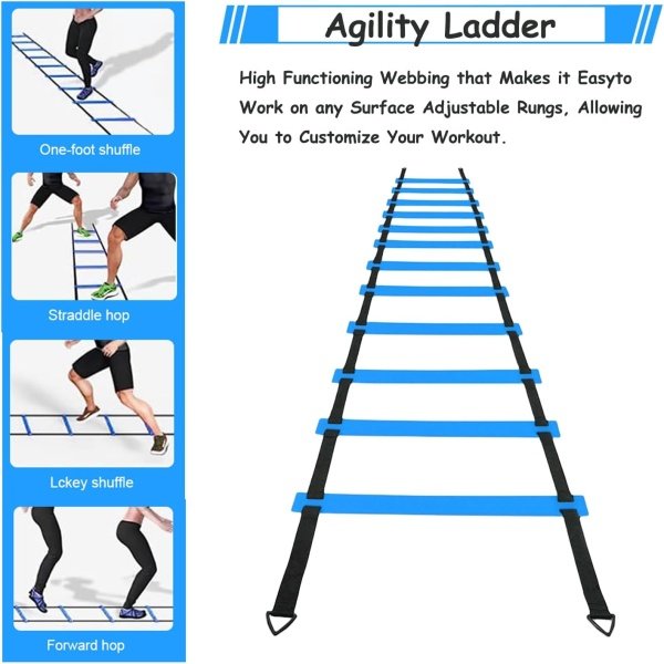 TGLITC Soccer Agility Training Equipment Set, Soccer Accessories 12 Rung 20Ft - Image 5