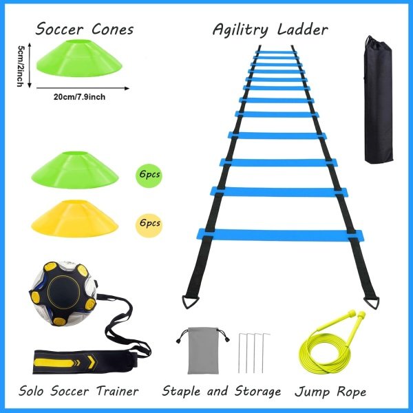 TGLITC Soccer Agility Training Equipment Set, Soccer Accessories 12 Rung 20Ft - Image 3