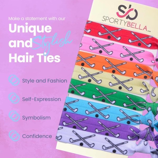 Multi-Colored Girls Field Hockey Hair Accessories, No Crease Ponytail Holders - Image 2