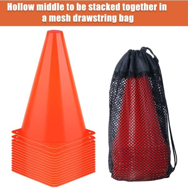 7 Inch Soccer Cones, 24 Pack Cones Sports Training Agility Field Marker Plastic - Image 7