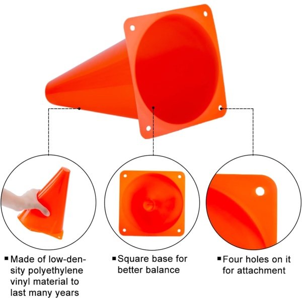 7 Inch Soccer Cones, 24 Pack Cones Sports Training Agility Field Marker Plastic - Image 2