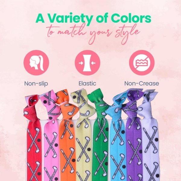 Multi-Colored Girls Field Hockey Hair Accessories, No Crease Ponytail Holders - Image 3