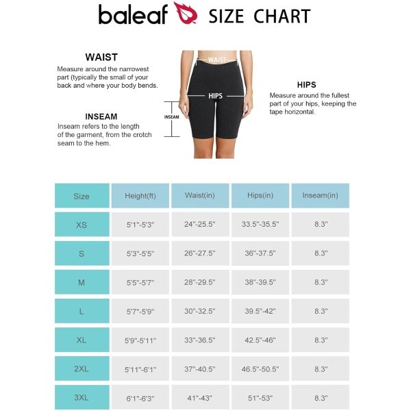 BALEAF Women's 8"/ 5"/ 3" Biker Shorts High Waist Yoga Workout Gym Running - Image 5