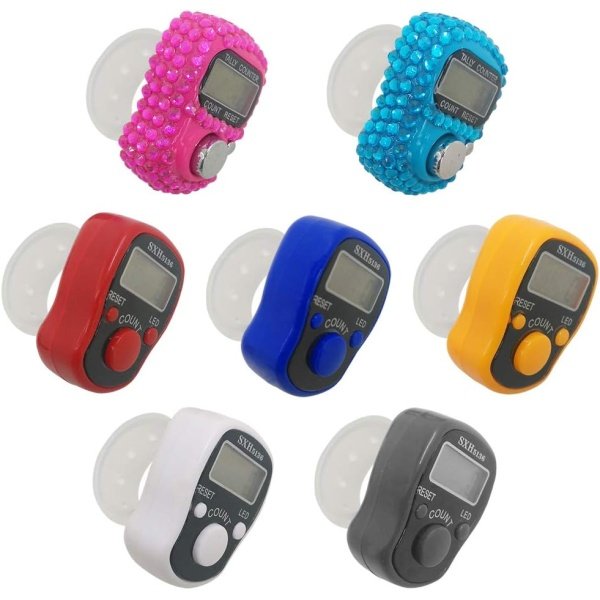 AFUNTA 7 Pcs Finger Counters - 5 Digital LED Electronic Finger Counter