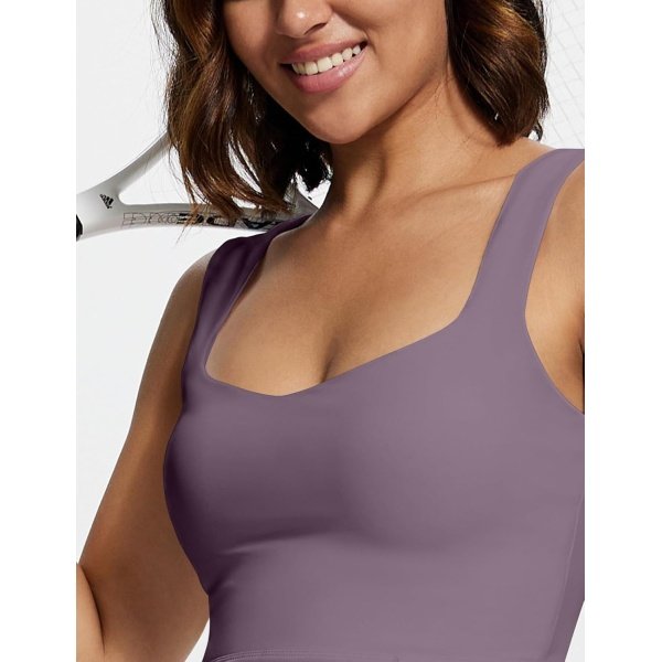 Square Neck Tennis Dresses for Women Golf Dress with Built-in Shorts Bra - Image 3