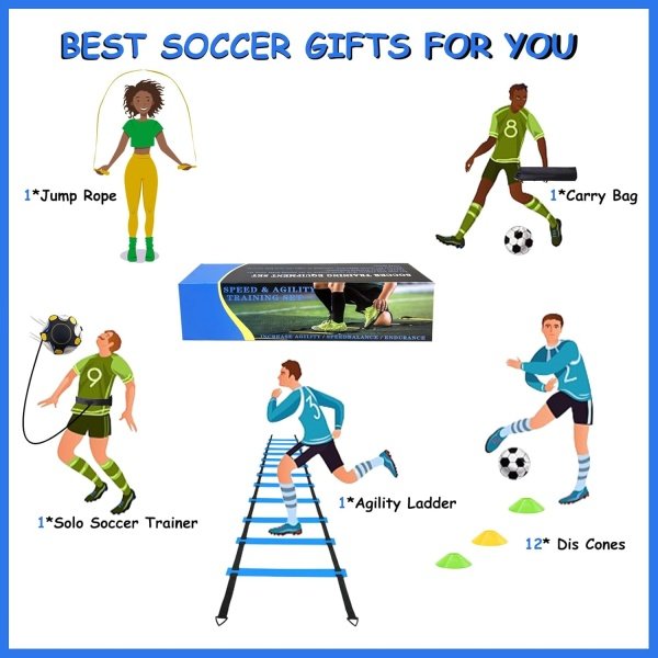 TGLITC Soccer Agility Training Equipment Set, Soccer Accessories 12 Rung 20Ft - Image 2