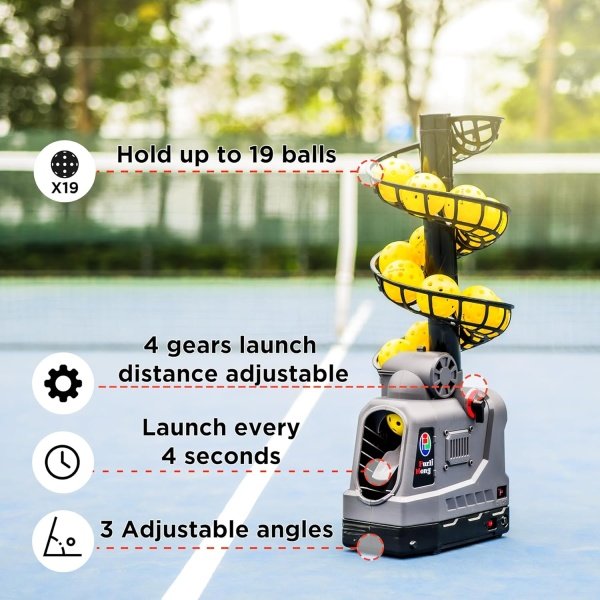 681PBH Pickleball Machine with Auto Swing, 3 Angles & 4 Speeds Adjustable - Image 2