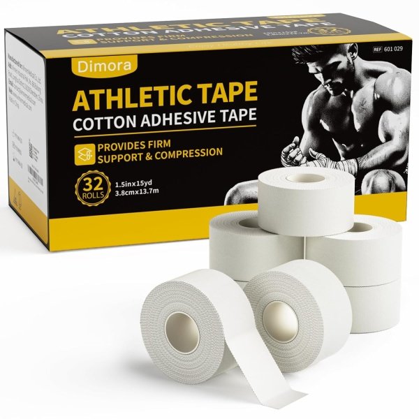 Dimora Athletic Tape | White Sports Tape (32 Pack) | Strong, Easy Tear