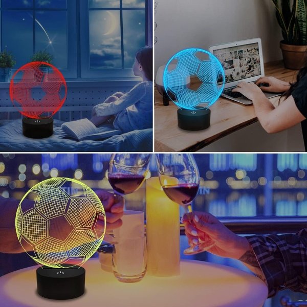 FULLOSUN Kids Night Light Soccer 3D Optical Illusion Lamp with Remote Control - Image 6