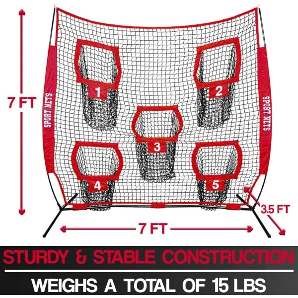 Heavy Duty 7x7 Football Throwing Net (Includes 5 Targets Pockets) - Image 4