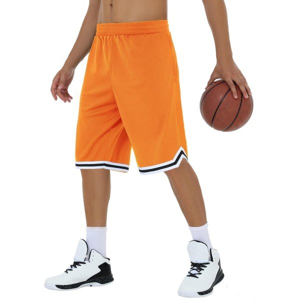 JWM Mens Long Basketball Shorts with Zip Pockets - 11" Mesh Athletic Gym Workout