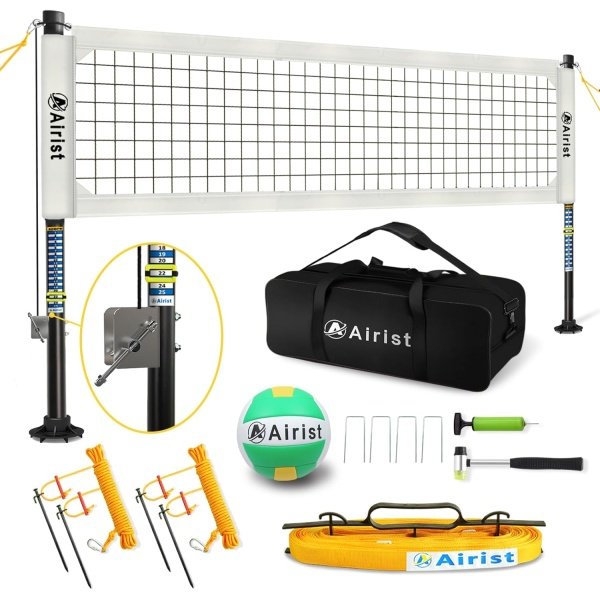 Heavy Duty Volleyball Net Outdoor with Steel Anti-Sag System, Adjustable