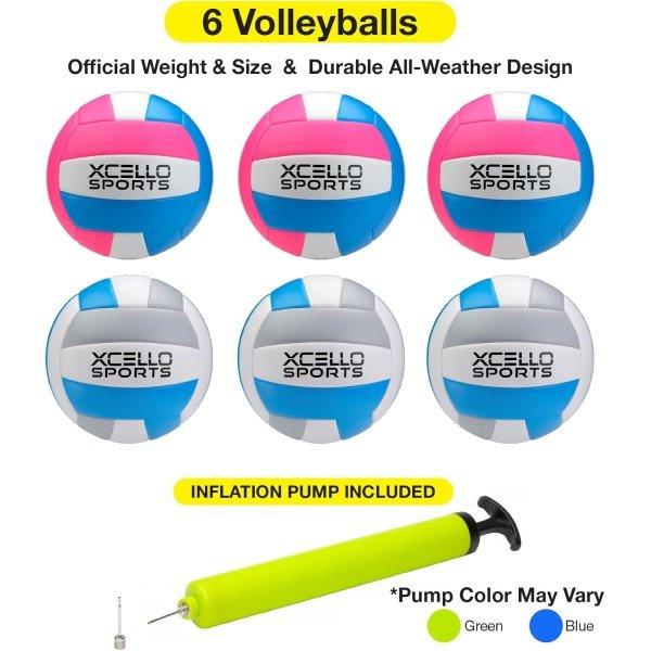 Volleyball Assorted Graphics with Pump Blue/Grey/White, Blue/Pink/White - Image 2