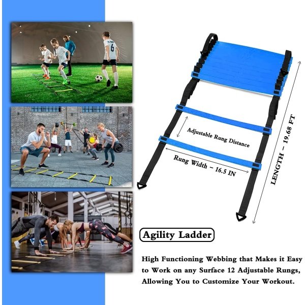 Speed Agility Training Set, Includes 1 Agility Ladder, 4 Steel Stakes, 1 Sports - Image 2